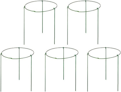 Hanobo 5 Pack Garden Plant Support Rings for Potted Plant, 6" Wide x 11" High, 3 Legs