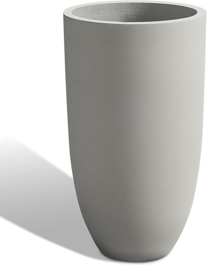 Tall Planters for Outdoor Plants, Large Concrete Flower Pots for Garden Front Porch, Patio, Indoor (Gray)