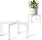 IZIDDO Plant Stand Indoor Outdoor, Metal Mid-Century Pot Stand, Modern Plant Holder Rattan Flower Plant Stool, Low Short Plant Stands for Indoor Fit 5-12 Inch Pot, (Pot & Plant Not Included), White, 4