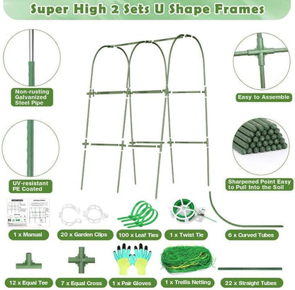 Cucumber Trellis for Raised Bed, Garden Arch Trellis for Climbing Plants Outdoor, Metal Garden Trellis for Spring Vegetables, Cucumber Trellis for Spring Tomato, Bean, Pea, Grape, Plant