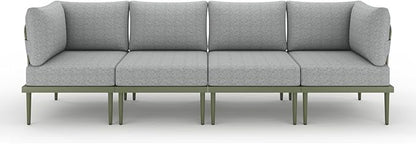 Sundale Outdoor 4 Pieces Patio Furniture Set, Metal Sectional Sofa Patio Conversation Set with 6 Inch Cushions, Modern Patio Corner Couch for Balcony, Porch, Sunroom