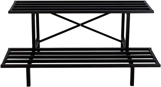 Zhongma 2 Tier Sturdy Metal Plant Stand Heavy Duty Plant Holder for Home Indoor and Outdoor,L45.67 x W17.5 x H14 inch, 440 LBS Capacity & Heavy Duty Construction …