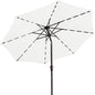 JEAREY 9FT Outdoor Patio Umbrella with Solar Lights, LED Lighted Pool Umbrella with Tilt and Crank, Outdoor Table Umbrellas for Deck, Yard & Market (Cream White)