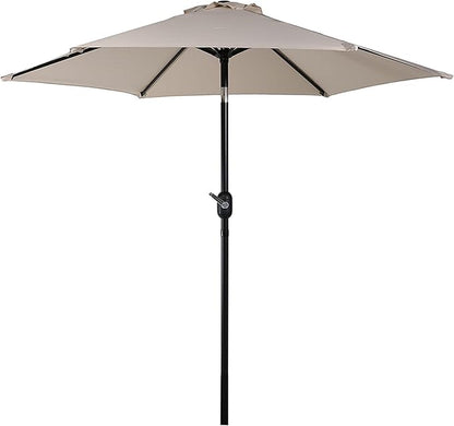 Sunnydaze Outdoor Patio Umbrella - Polyester Table Market Umbrella with Push-Button Tilt and Crank - 6 Sturdy Ribs - Beige - 7.5ft