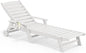 SERWALL Patio Chaise Lounge Chair, 78'' Long HDPE 5 Positions Adjustable Outdoor Lounger, Poly Lounge Chair with Rolling Wheels & Cup Holder for Pool, Light White