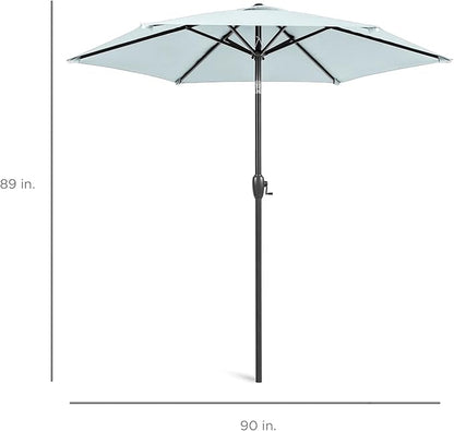 Best Choice Products 7.5ft Heavy-Duty Round Outdoor Market Table Patio Umbrella w/Steel Pole, Push Button Tilt, Easy Crank Lift - Baby Blue