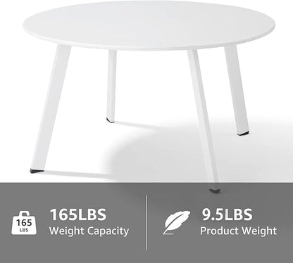 Outdoor Patio Coffee Table Set of 2, Weather Resistant End Table, Round Nesting Tables for Living Room Balcony Office, White