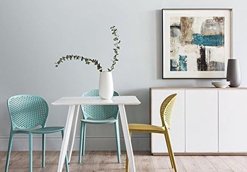 Patio Dining Chairs in Teal, Stackable Plastic, Set of 2