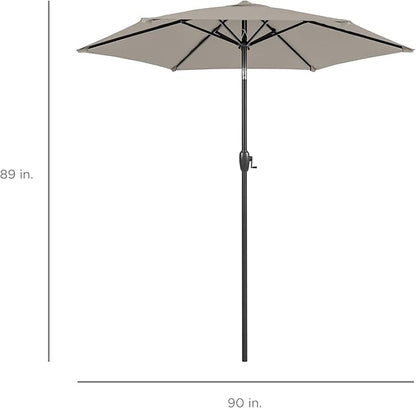 Best Choice Products 7.5ft Heavy-Duty Round Outdoor Market Table Patio Umbrella w/Steel Pole, Push Button Tilt, Easy Crank Lift - Beige