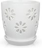 Oairse 6 inch Orchid Pots with Holes, White Ceramic Orchid Pot for Repotting Small Indoor Plant Pots with Drainage Holes and Saucers Decorative Flower Planter for Orchids, Indoor Plant