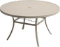 VICLLAX 53" Outdoor Round Patio Table for Lawn Garden, All Weather Metal Round Patio Dining Table with Adjustable Umbrella Hole, Patio Table for 8 Person, Sandshell Tabletop