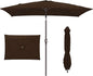 JEAREY 6.5x10 ft Rectangular Patio Umbrellas Rectangle Outdoor Umbrella with Push Button Tilt and Crank, Market Table Umbrella 6 Sturdy Ribs UV Protection for Poolside Garden Backyard Deck, Brown
