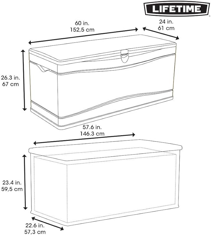 Storage Shed Outdoor Deck Box, 130 Gallon Gray Lockable Polyethylene