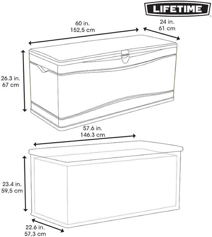 Storage Shed Outdoor Deck Box, 130 Gallon Gray Lockable Polyethylene