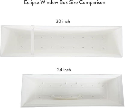 The HC Companies 24 Inch Eclipse Window Planter Box with Drainage Holes & Attached Saucer, Lightweight UV-Resistant Plastic Indoor & Outdoor Planters, 2-Pack Flower Box for Garden & Home Decor, White