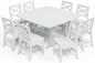 Outdoor Dining Set, HDPE 9-Piece Patio Table and Chairs Set, All-Weather Outdoor Dining Table Set for 8 with Umbrella Hole, Durable Patio Furniture Set with Chairs,White