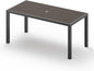 67" HDPS Outdoor Patio Dining Table, Aluminum-Edged Outdoor Dining Table with Umbrella Hole, Weather-Resistant for Lawn, Garden, Poolside and Indoor Use, Charcoal