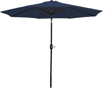 Sunnydaze Outdoor Patio Umbrella - Polyester Table Market Umbrella with Push-Button Tilt and Crank - 8 Sturdy Ribs - Navy Blue - 9ft