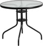 Flash Furniture Bellamy 31.5" Round Indoor/Outdoor Tempered Glass Metal Frame Side Table