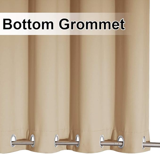 NICETOWN 2 Panels Outdoor Curtains for Patio Waterproof, Sunlight Block Rustproof Grommet Top and Bottom Windbreak Thick Enough Keep Sun/Rain Out for Deck, Biscotti Beige, W52 x L108