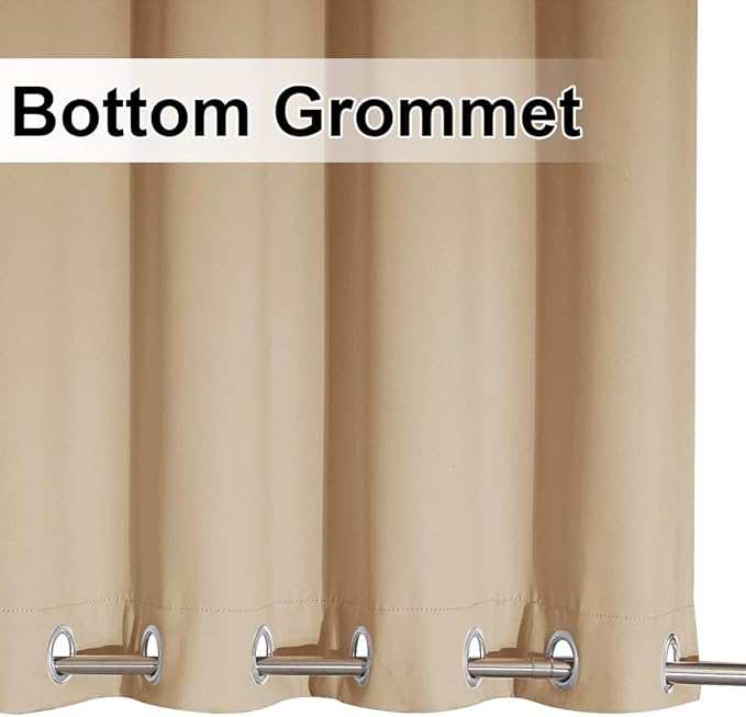 NICETOWN 2 Panels Waterproof Patio Outdoor Curtains & Drapes, Windproof Thermal Insulated Top and Bottom Grommet Keep Sun & Rain Blackout Outdoor Drapes for Porch/Pergola, Biscotti Beige, W84 x L95