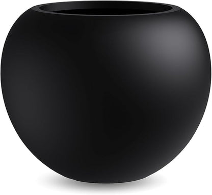 13.5 H x 17" Dia (12" Pot Opening) Round Fiberstone Planter with Drainage Hole, Durable Garden Flower Pots, Black, Resistant for Indoor and Outdoor, Planters for Large Plants pot for Home Decor Patio