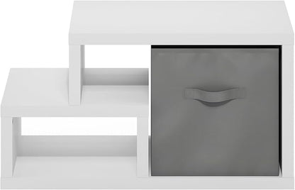 Furinno Viola Multipurpose Shelf, with Storage Bin, White/Light Grey