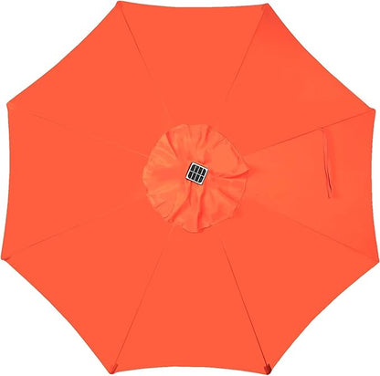 Blissun 9 ft Solar Umbrella, 32 LED Lighted Patio Umbrella, Table Market Umbrella, Outdoor Umbrella for Garden, Deck, Backyard, Pool and Beach (Orange)