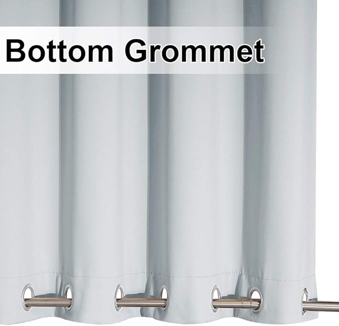 NICETOWN Patio Curtain Outdoor Waterproof W100 x L120, Rustproof Top & Bottom Grommet Light Blocking Windproof Thermal Insulated Blinds for Indoor Outdoor Room Divider, Greyish White, 1 Piece