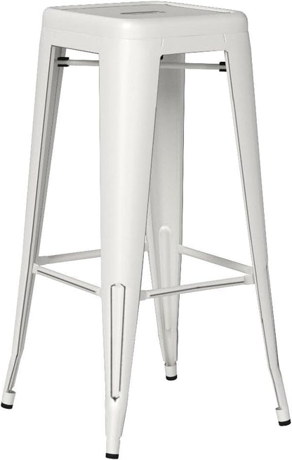 Furmax 30 Inch Metal Bar Stools Set of 4, Counter Height Backless Stools, Industrial Bar Chairs Patio Stool Stackable Backless Stool for Kitchen/Dining Room/Bistro Indoor Outdoor (Distressed White)