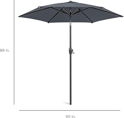 Best Choice Products 7.5ft Heavy-Duty Round Outdoor Market Table Patio Umbrella w/Steel Pole, Push Button Tilt, Easy Crank Lift - Slate