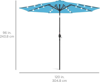 Best Choice Products 10ft Solar Polyester LED Lighted Patio Umbrella w/Tilt Adjustment and UV-Resistant Fabric