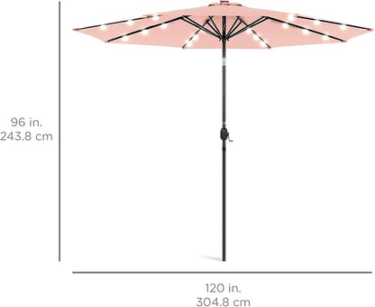 Best Choice Products 10ft Solar Polyester LED Lighted Patio Umbrella w/Tilt Adjustment and UV-Resistant Fabric