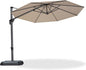 PURPLE LEAF 10 Feet Patio Umbrella Outdoor Cantilever Round Umbrella Aluminum Offset Umbrella with 360-degree Rotation for Garden Deck Pool Patio, Beige