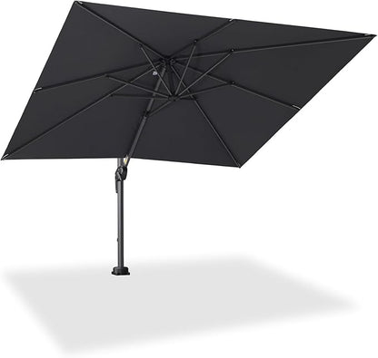 PURPLE LEAF 8' X 8' Patio Umbrella for Pool 7' High Offset Outdoor Cantilever Umbrella Swimming Pool Umbrella with 360°Rotation for Poolside Grey