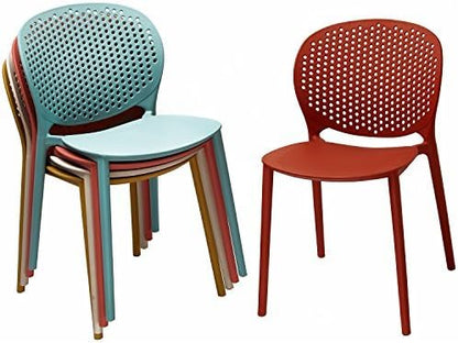Patio Dining Chairs, Stackable Orange Plastic Set of 2