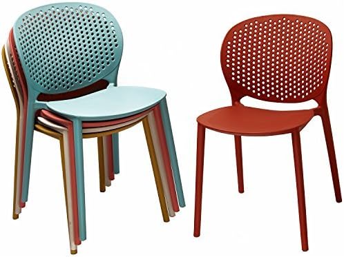 Patio Dining Chairs, Set of 2 White Stackable Plastic Chairs