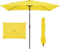 JEAREY 6.5x10 ft Rectangular Patio Umbrellas Outdoor Market Umbrella with Push Button Tilt and Crank, Rectangle Table Umbrella 6 Sturdy Ribs UV Protection for Pool Garden Backyard Deck, Yellow