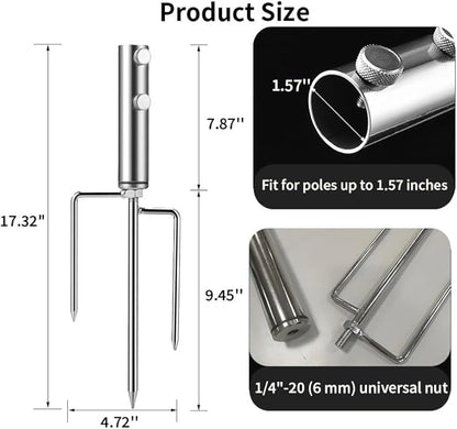 Portable Beach Umbrella Sand Anchor, Stainless Steel Lawn Umbrella Base Holder, Resistant to Strong Winds and Rustproof Umbrella Stand for Umbrella, Fishing Rod,Beach