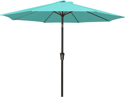 MEWAY 9ft Patio Umbrella Outdoor Table Umbrellas with Push Button Tilt and Crank, Market Umbrella 8 Sturdy Ribs for Deck, Garden, Pool and Backyard, Turquoise