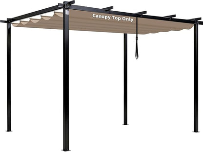 10' X 10' Pergola Shade Cover for Outdoor Retractable Durable Fabric Canopy Replacement Top Only, Sun Shade for Outside (Beige)