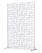 VEVOR Metal Privacy Screen, 47" W x 76" H Outdoor Privacy Screens 3-Panel, Freestanding Outdoor Divider with Stand, Decorative Garden Steel Privacy Fence for Balcony Patio Indoor Room Hot Tub White