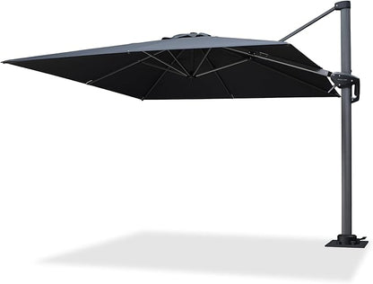 PURPLE LEAF 8' X 8' Patio Umbrella with Steel Plate Base for Pool 7' High Offset Outdoor Cantilever Umbrella Swimming Pool Umbrella with 360°Rotation for Poolside Grey