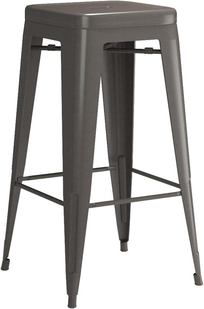 Furmax 30 Inch Metal Bar Stools Set of 4, Counter Height Backless Stools, Industrial Bar Chairs Patio Stool Stackable Backless Stool for Kitchen/Dining Room/Bistro/Patio Indoor Outdoor (Gun)