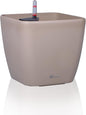 Dexceder 9x8 Self Watering Planter Indoor Outdoor, Inner Mat Design, Thickened Table Flower Plant Pot with Water Level Indicator (Taupe Matte)