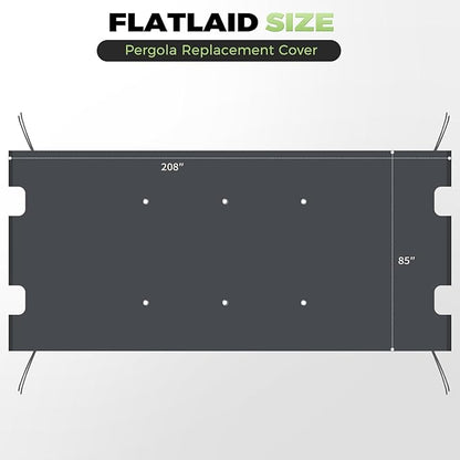 85'' x 208'' Universal Pergola Replacement Cover for Doubleton Steel Pergola L-PG080PST, Waterproof Sunshade Canopy Top for Patio Gazebo, Deck, Porch, Yard, Outdoor Cover Only (Grey)