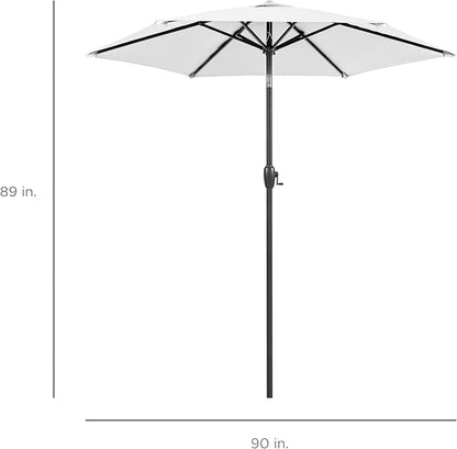 Best Choice Products 7.5ft Heavy-Duty Round Outdoor Market Table Patio Umbrella w/Steel Pole, Push Button Tilt, Easy Crank Lift - White