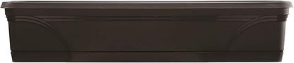 Southern Patio 36 Inch Rectangular Indoor Outdoor Medallion Hanging Windowsill Garden Box Planter, Black (2 Pack)