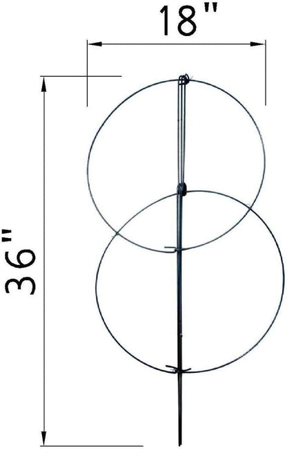 MTB Supply 10 Pack 36" x 18" Peony Double Ring Plant Support,Plant Support Stakes for Tomatoes Peony Lily Rose Plant Support Rings Peony Cages for Outdoor Plants Flowers Vegetables