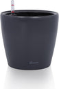 Dexceder 9x8 Inches Self Watering Planter Indoor Outdoor, Inner Pot Design, Thickened Table Flower Plant Pot with Water Level Indicator (Slate Gray Matte)